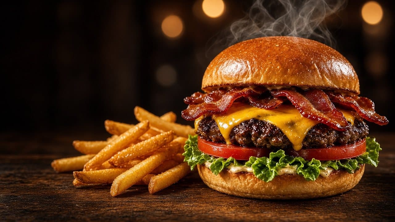 Hambúrguer artesanal e batatas fritas, gastronomia do Sul de Santa Catarina